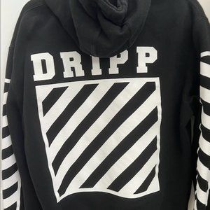 DRIPP HODDIE (OFF WHITE STRIPES) IN BLACK AND WHITE